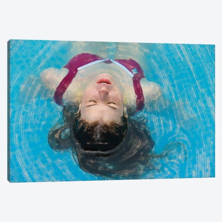 Young Woman Relaxing In The Pool Canvas Print #MII94} by Mike Kiev Canvas Art Print