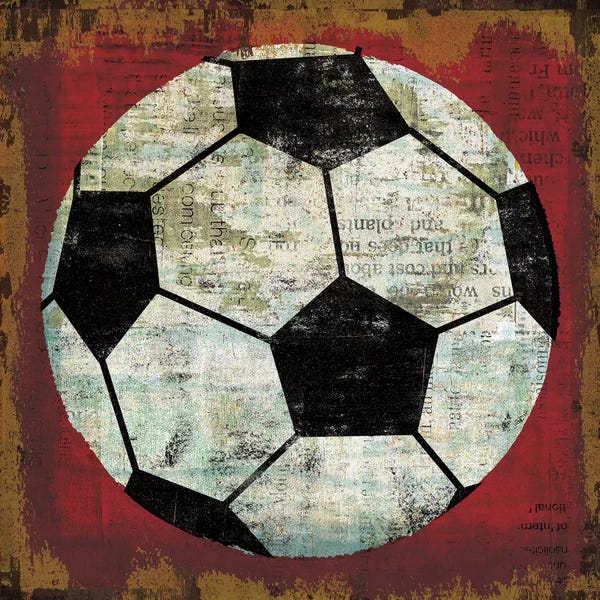 Kids Sports Art: Ball IV on Red by Michael Mullan