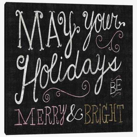 Quirky Christmas Merry and Bright Metallic Canvas Print #MIM27} by Michael Mullan Canvas Artwork