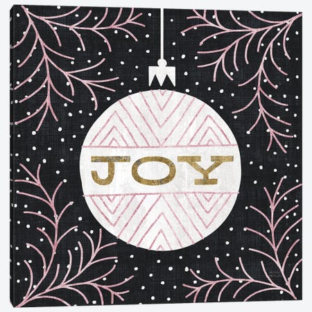 Jolly Holiday Ornaments Joy Metallic Canvas Print #MIM30} by Michael Mullan Canvas Wall Art