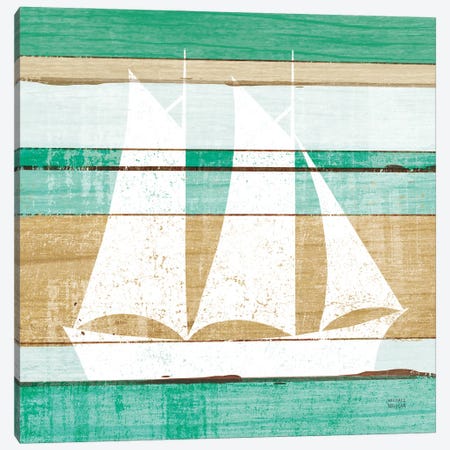 Beachscape V Boat Green Canvas Print #MIM71} by Michael Mullan Canvas Art