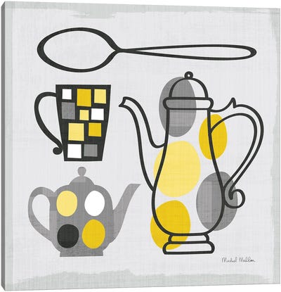 Modern Kitchen Square IV Canvas Art Print - Black, White & Yellow Art