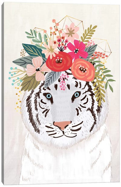 White Tiger Canvas Art Print - Mia Charro