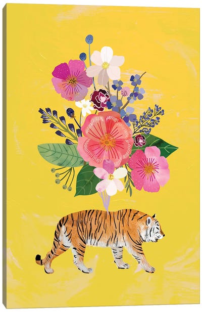 Roses And Tiger Canvas Art Print - Mia Charro