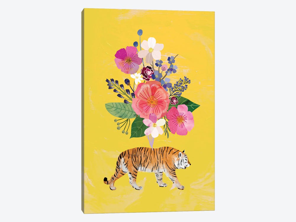 Roses And Tiger by Mia Charro 1-piece Canvas Artwork