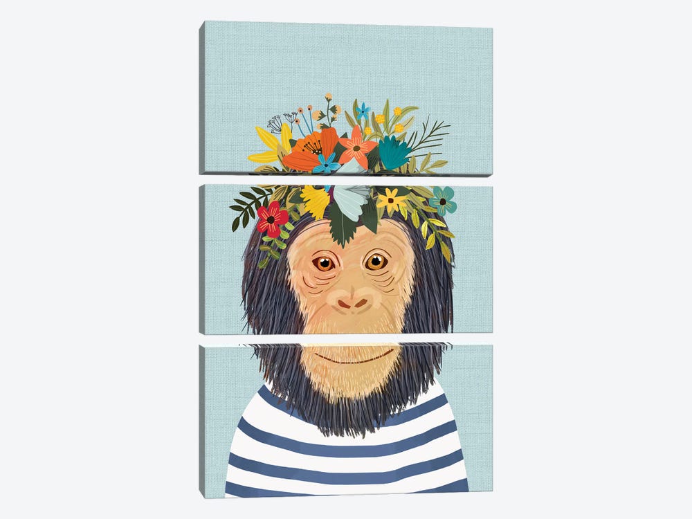 Monkey by Mia Charro 3-piece Canvas Artwork