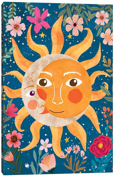 Sun And Moon Canvas Art Print - Sun and Moon Art Collection | Sun Moon Paintings & Wall Decor