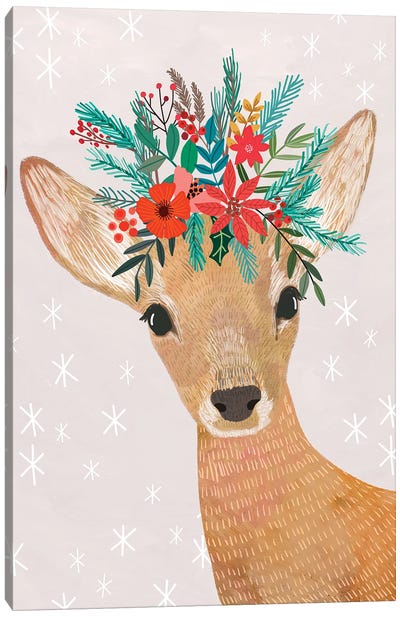 Xmas Deer Canvas Art Print - Mia Charro