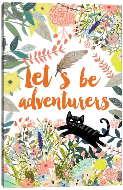 Let´s Be Adventurers II Canvas Art Print - Animal Typography