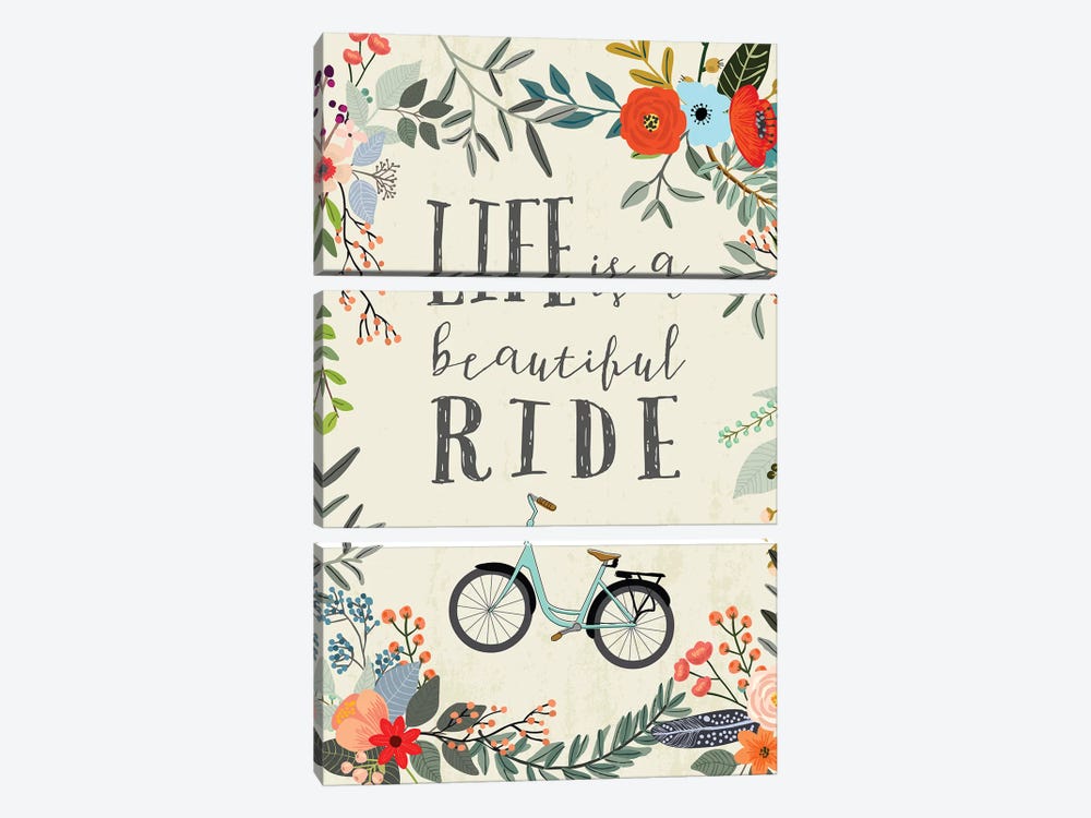 Life Is A Beautiful Ride by Mia Charro 3-piece Canvas Print