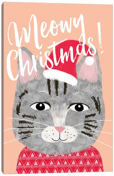 Xmas Cat Canvas Art Print - Warm & Whimsical