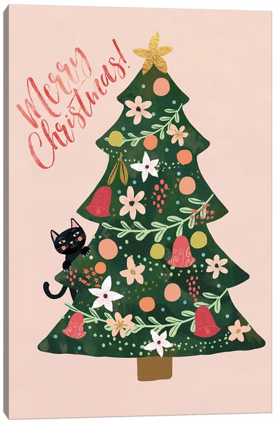 Xmas Pine Canvas Art Print - Christmas Trees & Wreath Art