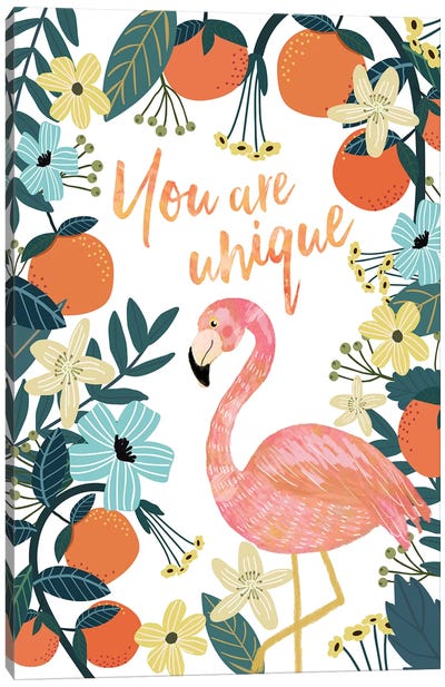 You Are Unique Canvas Art Print - Flamingo Art