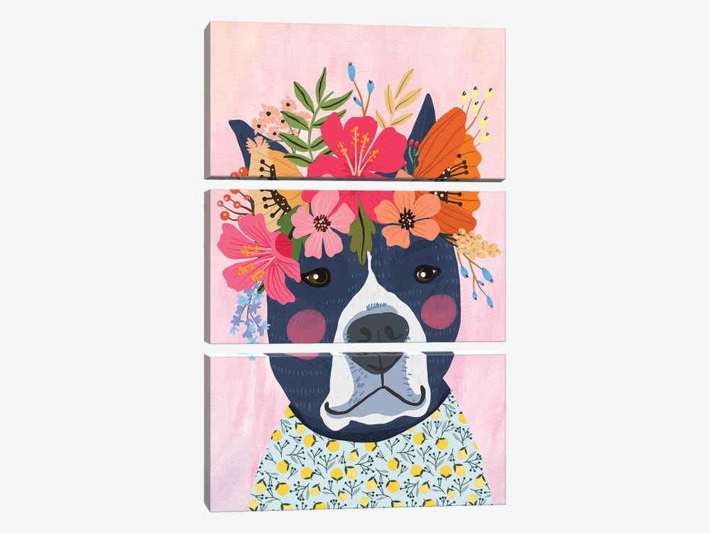 Blue Puppy by Mia Charro 3-piece Canvas Print