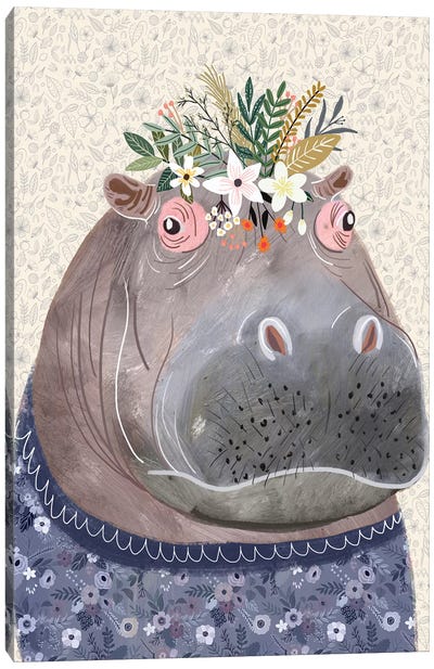 Hippo Canvas Art Print - Hippopotamus Art