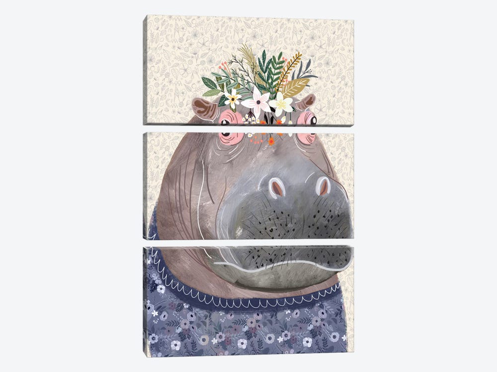 Hippo by Mia Charro 3-piece Canvas Art Print