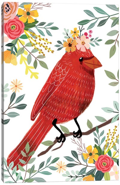 Red Bird Canvas Art Print - Cardinal Art