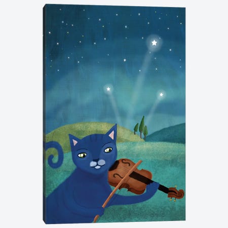 Cat And Violin Canvas Print #MIO8} by Mia Charro Canvas Wall Art