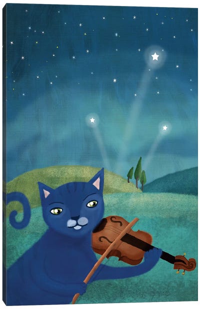 Cat And Violin Canvas Art Print - Violin Art