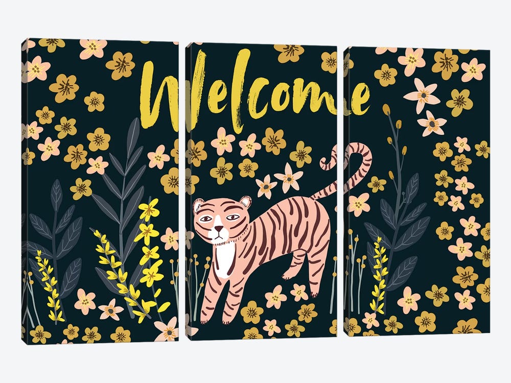 Tiger Welcome by Mia Charro 3-piece Canvas Print