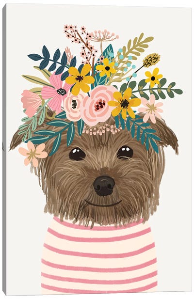 Yorkshire Flowers Canvas Art Print - Yorkshire Terrier Art