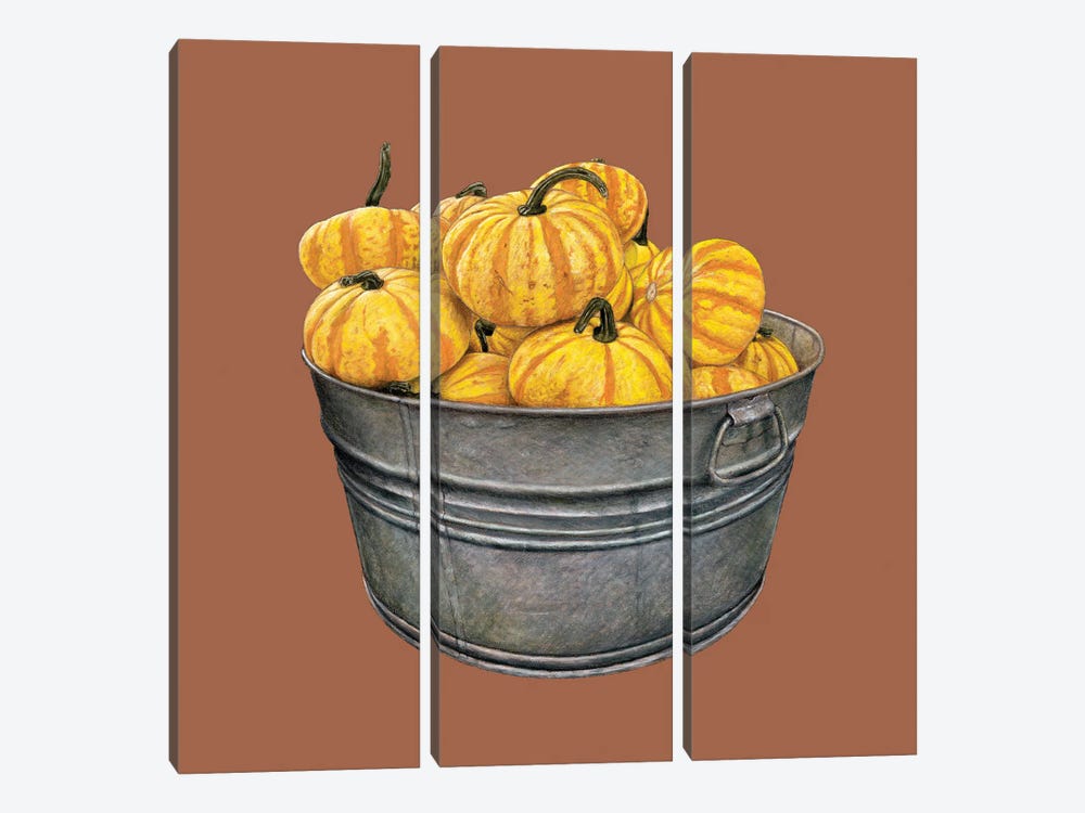 A Basin With Pumpkins by Mikhail Vedernikov 3-piece Canvas Art Print