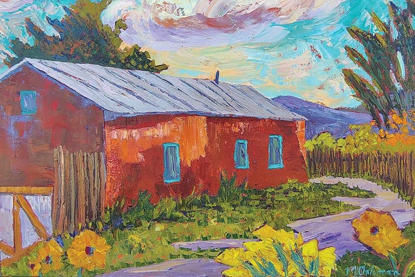 Michelle Chrisman: Red Adobe In Taos by Michelle Chrisman