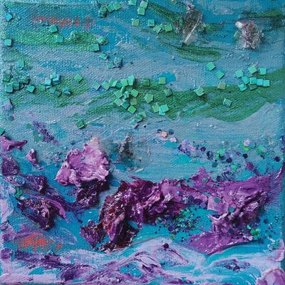 Wood Art Prints: Purple Minerals At Ojo Hot Springs by Michelle Chrisman