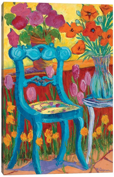 Blue Garden Chair Canvas Art Print - Michelle Chrisman