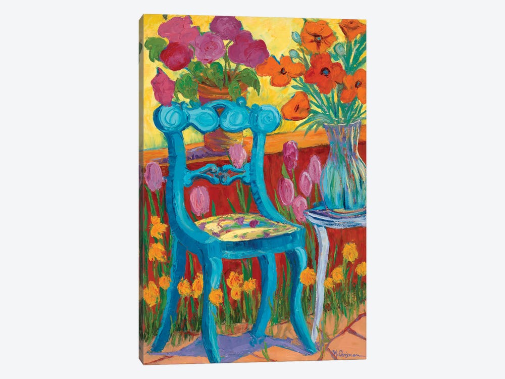 Blue Garden Chair by Michelle Chrisman 1-piece Canvas Print