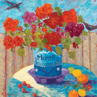 Coyote Fence And Old Lard Can by Michelle Chrisman framed wall art