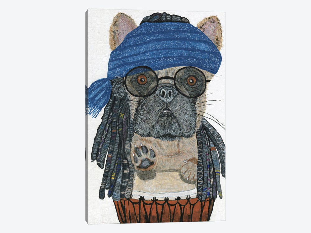 Hippie Frenchie by Melissa Symons 1-piece Canvas Print