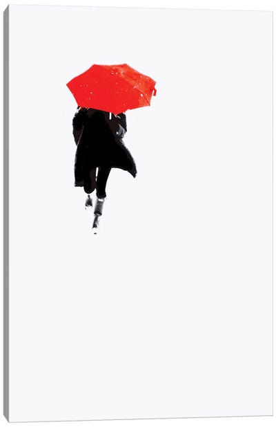Red Umbrella Canvas Art Print - Magda Izzard