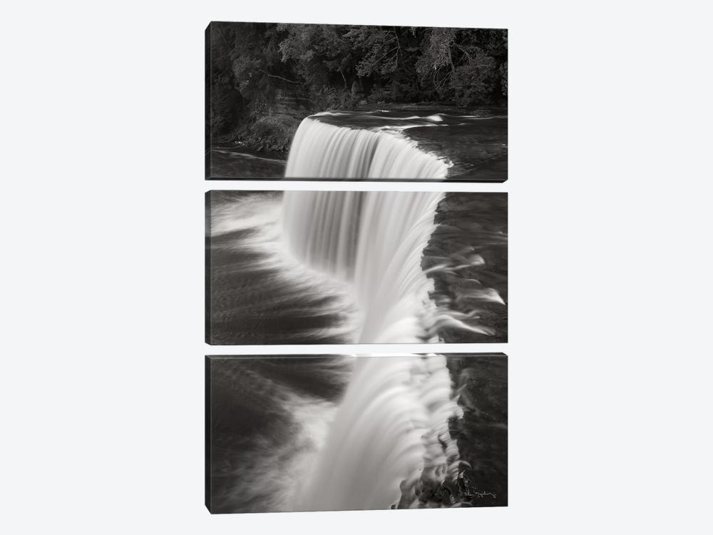 Tahquamenon Falls Michigan II in Black & White  by Alan Majchrowicz 3-piece Canvas Print