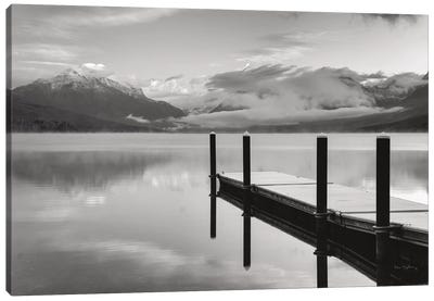 Lake McDonald Dock In Black & White Canvas Art Print - Dock & Pier Art