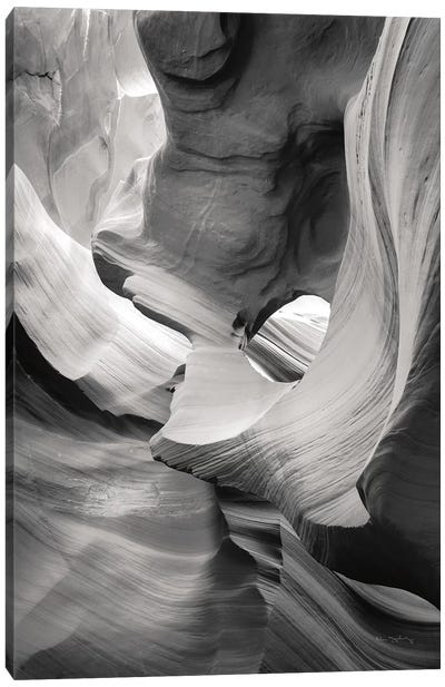 Lower Antelope Canyon IX BW Canvas Art Print - Black & White Scenic