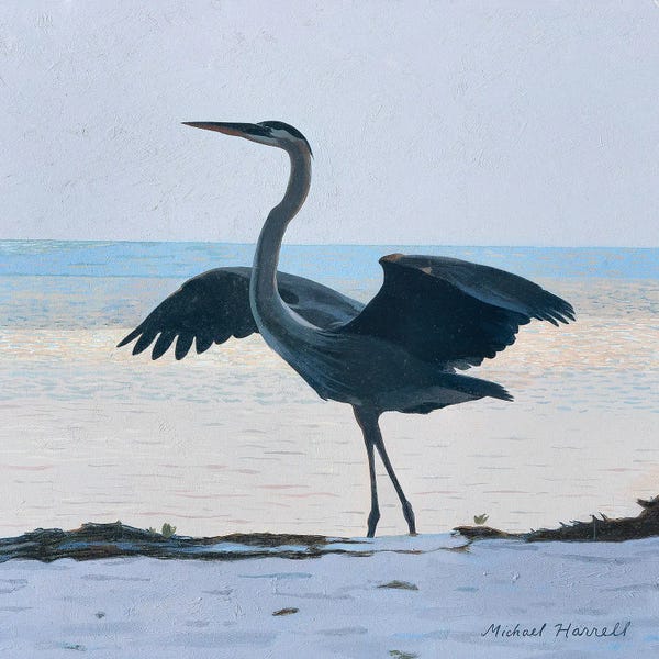 Michael J. Harrell: Great Blue Heron At Dusk by Michael J. Harrell