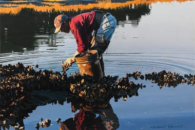 Oystering At Dawn by Michael J. Harrell art print