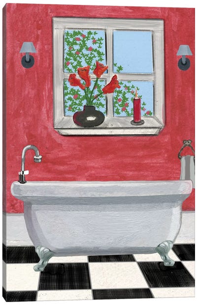 Red Bathroom I` Canvas Art Print