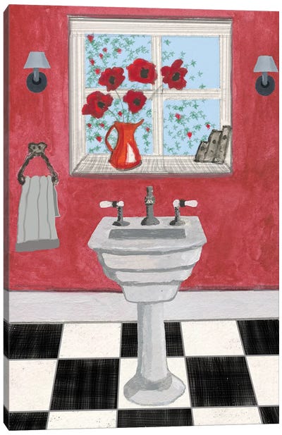 Red Bathroom II Canvas Art Print