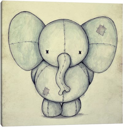 Cute Elephant Canvas Art Print - Children's Illustrations 