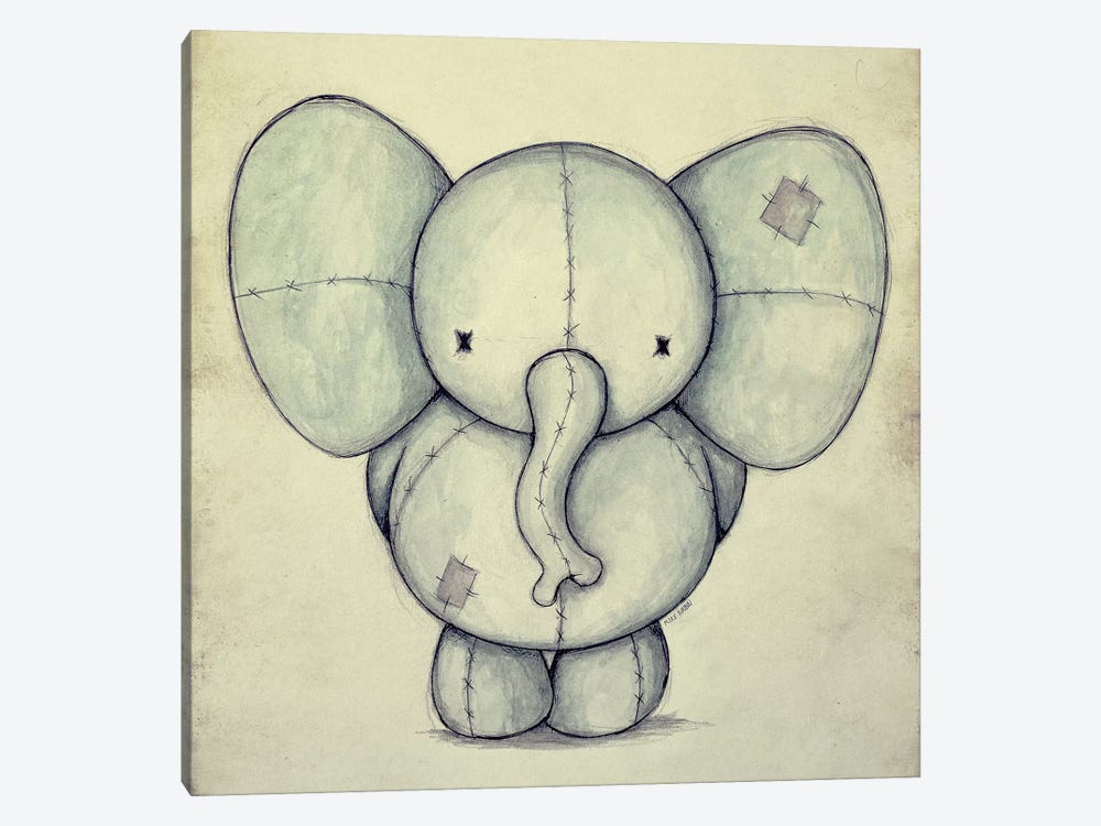 Cute Elephant by Mike Koubou 1-piece Canvas Art Print