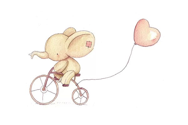 Kids Transportation Art: Cute Elephant Riding A Bike I by Mike Koubou