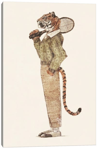 Tiger Tennis Club Canvas Art Print - Animal Humor Art