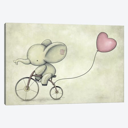 Cute Elephant Riding A Bike II Canvas Print #MKB13} by Mike Koubou Canvas Art