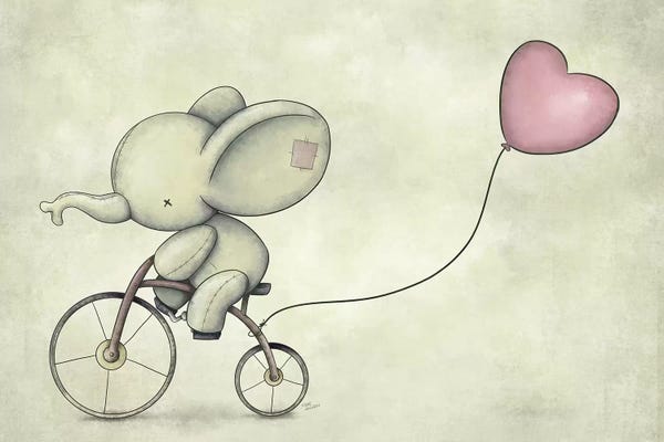 Children's Illustrations: Cute Elephant Riding A Bike II by Mike Koubou