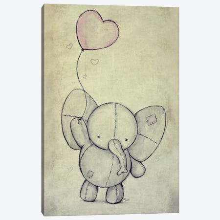 Cute Elephant With A Ballon Canvas Print #MKB14} by Mike Koubou Canvas Print