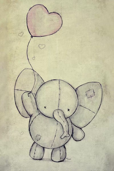 Children's Illustrations: Cute Elephant With A Ballon by Mike Koubou