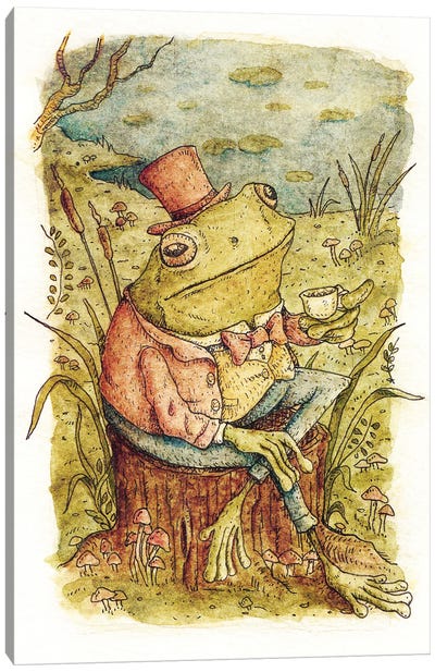 Tea Time Canvas Art Print - Frog Art