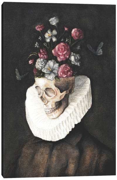Flowers Skull Canvas Art Print - Mike Koubou